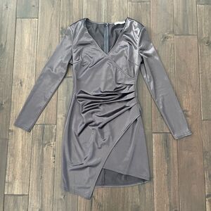 Lush Pewter Bodycon Shiny Mini Dress M
